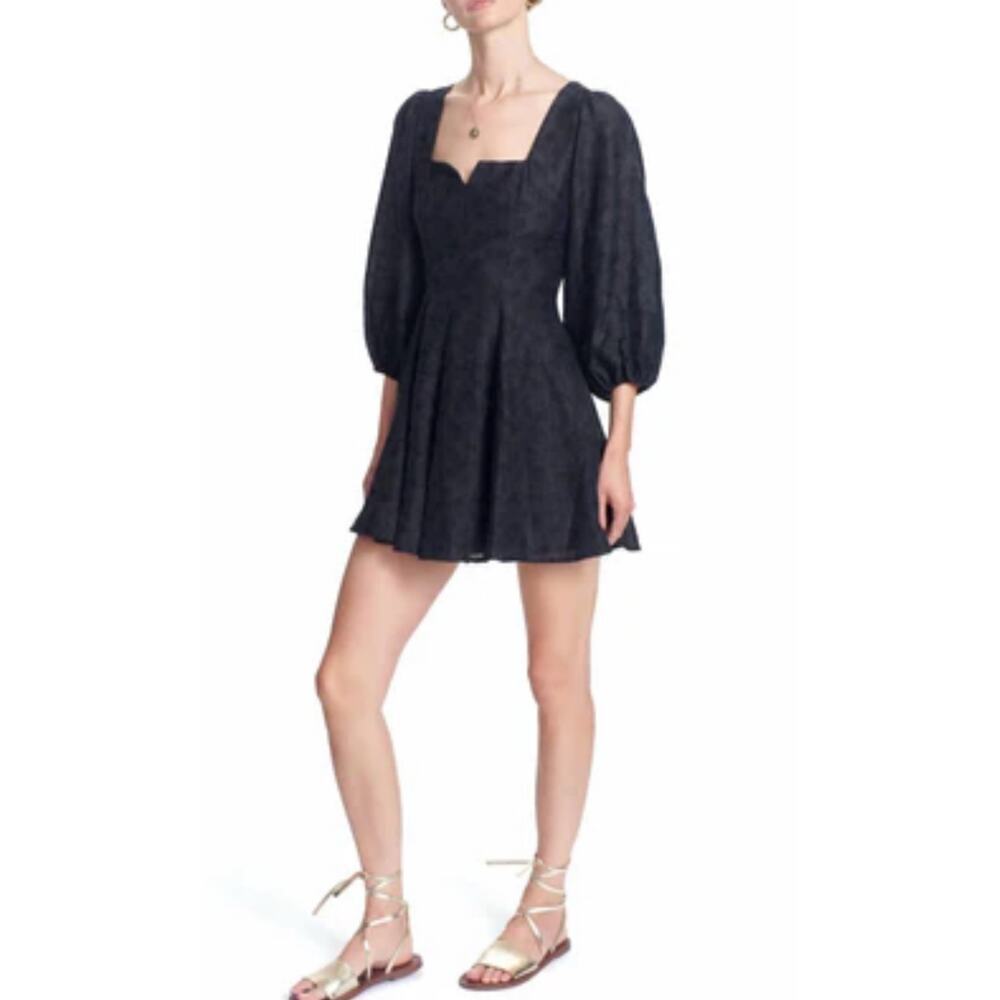 Anthropologie Corey Lynn Calter Odette Mini Dress sz M Black floral jacquard New
